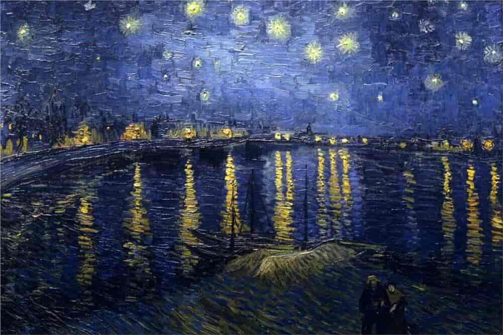 Famous impasto painting of a stars over the rhone river. 
