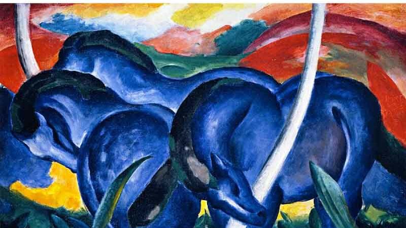 Large Blue Horses (1911) by Franz Mark. 